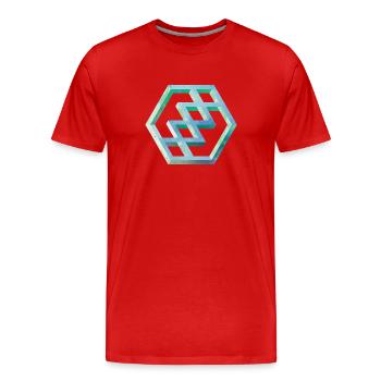 Geometric Hexagon Pattern Art - Men's Premium Organic T-Shirt - red - Front - Damien (186cm)
