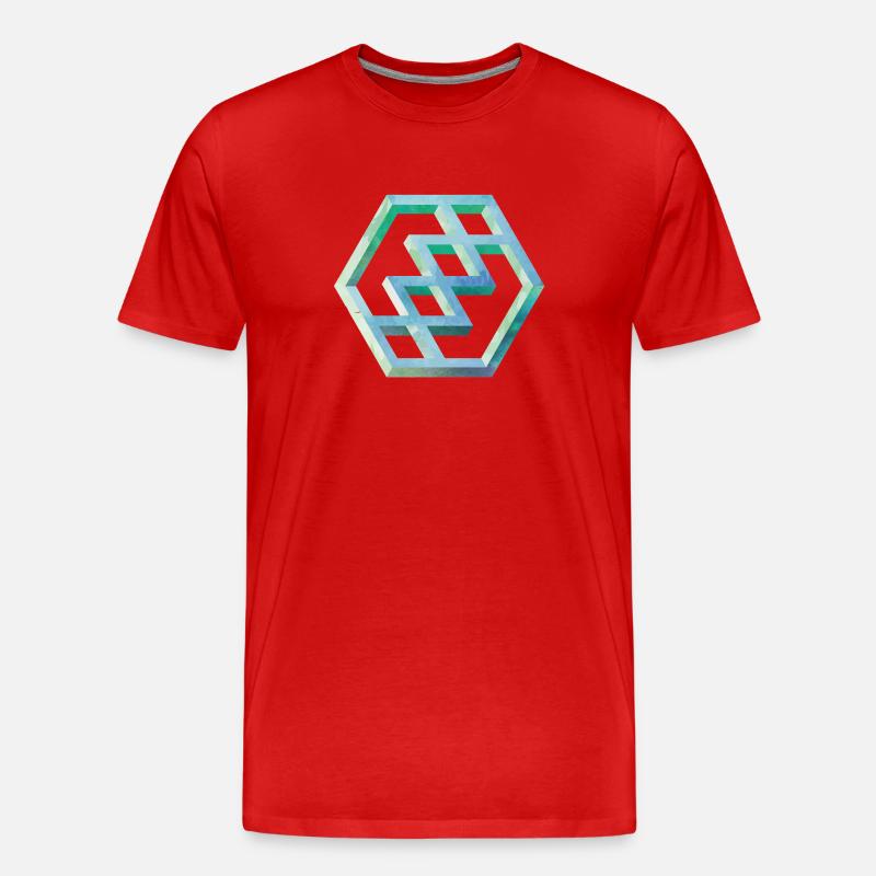 Geometrisches Hexagon Muster Kunst - Männer Premium Bio T-Shirt - Rot