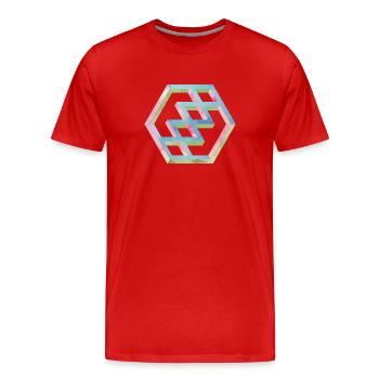 Abstract Colorful Hexagon Pattern - Men's Premium Organic T-Shirt - red - Front - Damien (186cm)