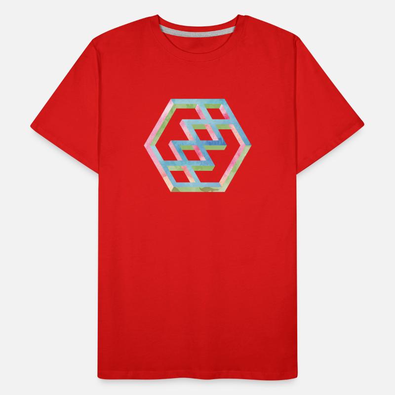 Abstract Colorful Hexagon Pattern Men's Premium Organic T-Shirt