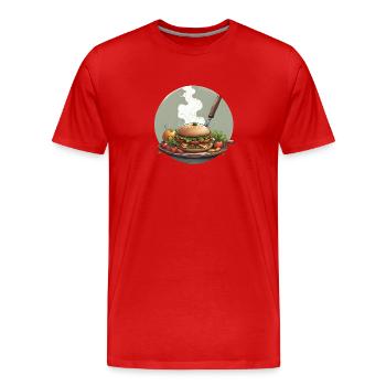 Herzhafter Gemüse-Burger mit frischen Zutaten - Männer Premium Bio T-Shirt - Rot - Vorne - Damien (186cm)