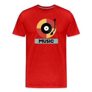 Retro Plattenspieler Musik Kunst - Männer Premium Bio T-Shirt - Rot - Vorne - Damien (186cm)