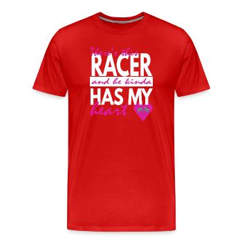 Rennfahrer hat mein Herz - Männer Premium Bio T-Shirt - Rot - Vorne - Damien (186cm)
