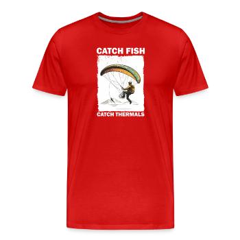 Paragliding and thermal fishing - Men's Premium Organic T-Shirt - red - Front - Damien (186cm)