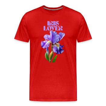 Purple Iris Flower Botanical Design - Men's Premium Organic T-Shirt - red - Front - Damien (186cm)