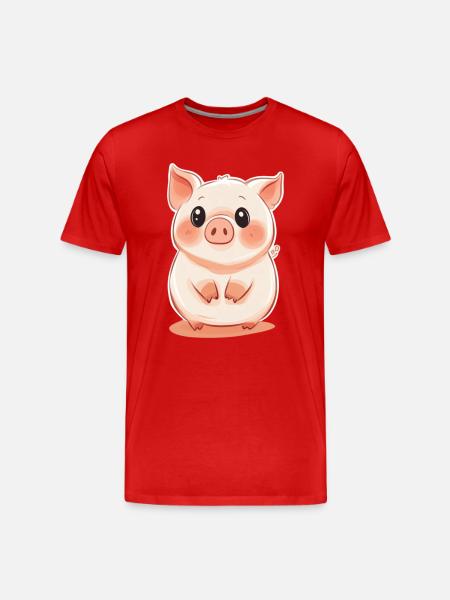Pig Piglet - Men's Premium Organic T-Shirt - red