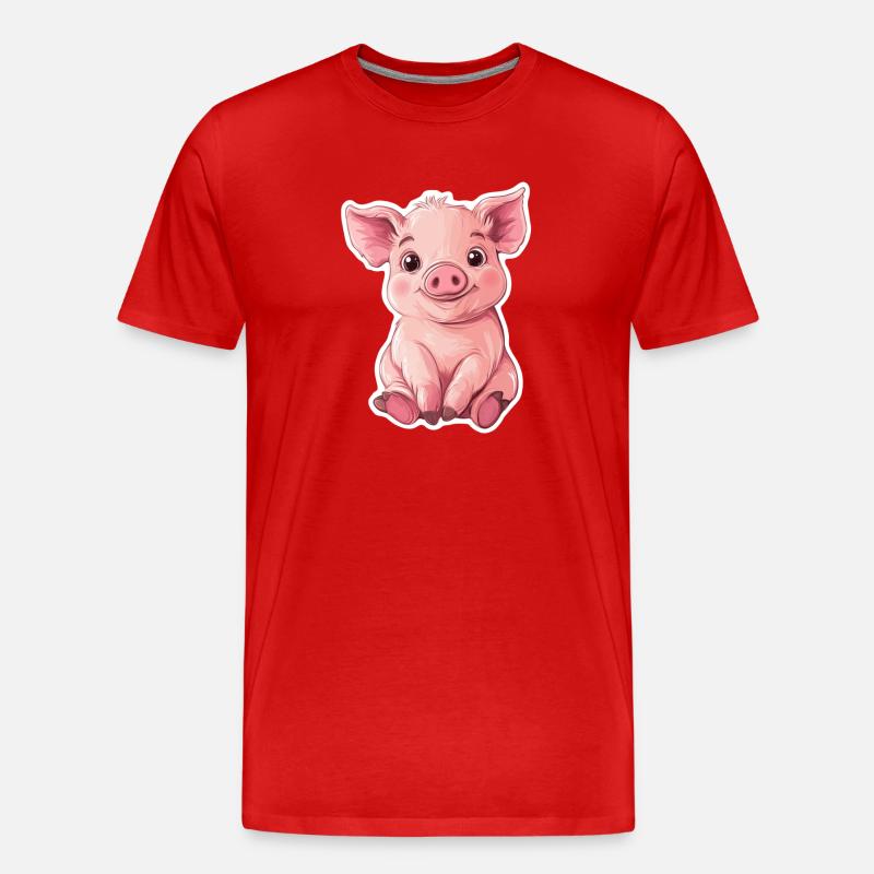 Schwein Ferkel - Männer Premium Bio T-Shirt - Rot