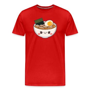 Cute Kawaii Ramen Bowl - Men's Premium Organic T-Shirt - red - Front - Damien (186cm)
