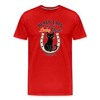 Porte-bonheur du Chat Noir Cadeau du Porte-bonheur - T-shirt bio Premium Homme - rouge - Devant - Damien (186cm)