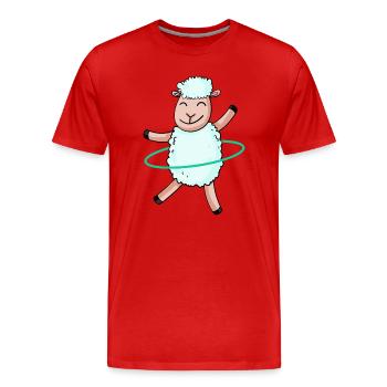 Niedliches Schaf mit Reifen - Männer Premium Bio T-Shirt - Rot - Vorne - Damien (186cm)