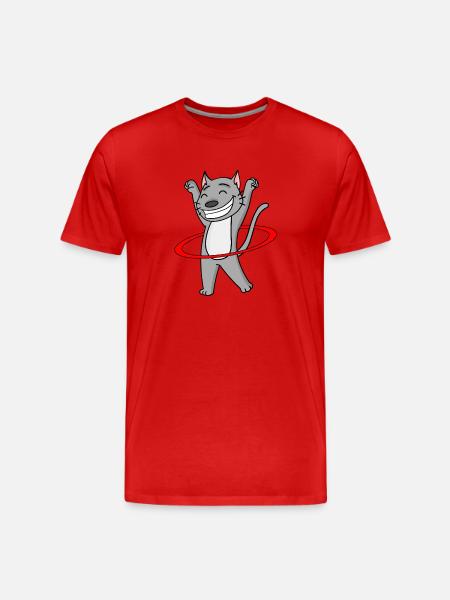 Cute Cat with Hoop - Men's Premium Organic T-Shirt - red