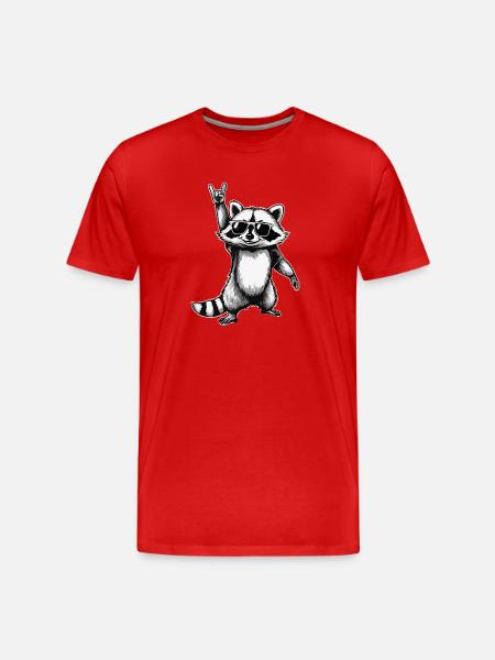 Raccoon Rock n Roll - Men's Premium Organic T-Shirt - red
