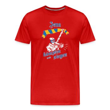 Jena_ _kaempfen_und_siegen_No - Men's Premium Organic T-Shirt - red - Front - Damien (186cm)