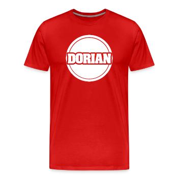 Dorian - Männer Premium Bio T-Shirt - Rot - Vorne - Damien (186cm)