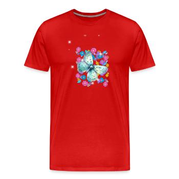 Retro butterfly flowers 60s - Men's Premium Organic T-Shirt - red - Front - Damien (186cm)