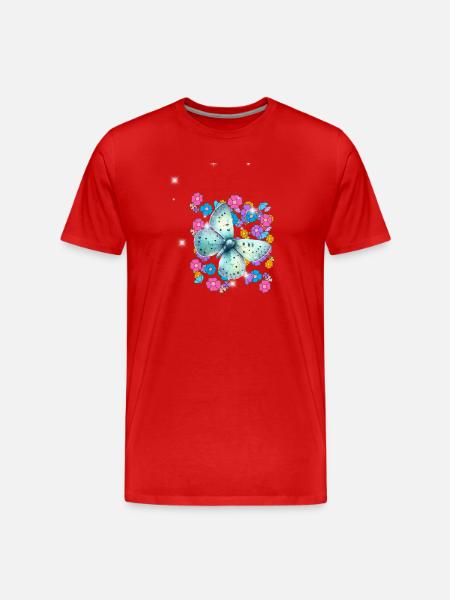 Retro butterfly flowers 60s - Men's Premium Organic T-Shirt - red