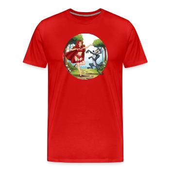 Roodkapje_danst_met_wolf - T-shirt bio Premium Homme - rouge - Devant - Damien (186cm)