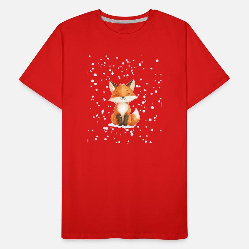 Fuchs mit Schneeflocken Männer Premium Bio T-Shirt