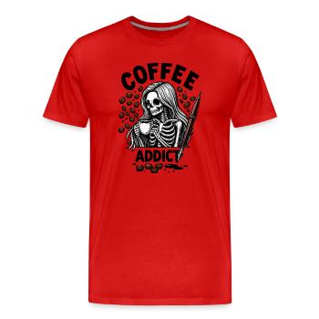 Kaffee bis zum Tod - Männer Premium Bio T-Shirt - Rot - Vorne - Damien (186cm)