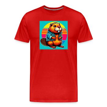 beaver - Men's Premium Organic T-Shirt - red - Front - Damien (186cm)