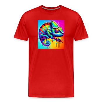 caméléon - T-shirt bio Premium Homme - rouge - Devant - Damien (186cm)