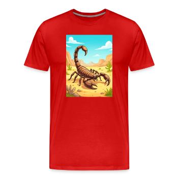 Deathstalker Scorpion – mortel dans le désert - T-shirt bio Premium Homme - rouge - Devant - Damien (186cm)