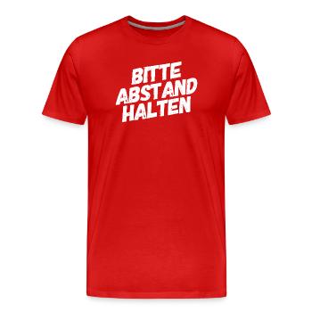 Bitte Abstand halten - Männer Premium Bio T-Shirt - Rot - Vorne - Damien (186cm)
