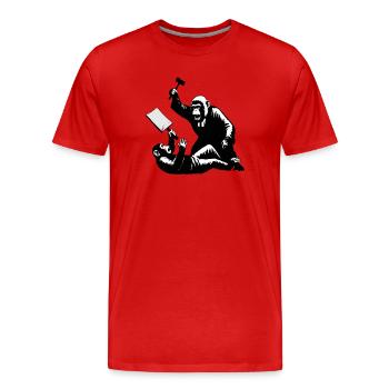 Monkey judge hits protesters - Men's Premium Organic T-Shirt - red - Front - Damien (186cm)