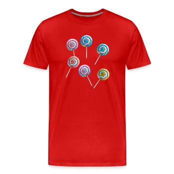 Rétro Sucette Sucettes Bonbons Années 60 - T-shirt bio Premium Homme - rouge - Devant - Damien (186cm)