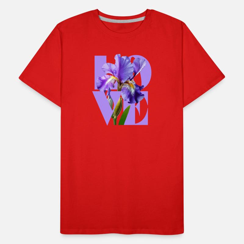 Elegantes lila Iris-Blumendesign Männer Premium Bio T-Shirt
