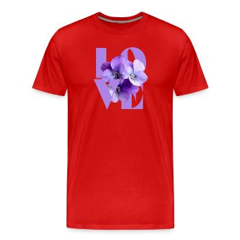 Pensée violette Art floral - T-shirt bio Premium Homme - rouge - Devant - Damien (186cm)