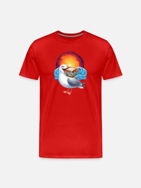 Maritime Seagull Seagulls Sandwich - Men's Premium Organic T-Shirt - red