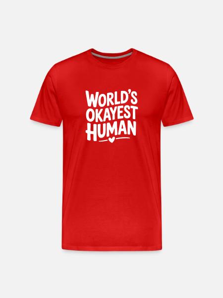 World’s Okayest Human - Men's Premium Organic T-Shirt - red