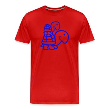2 Schildkröten Huckepack Mama Papa Kind reiten süß - Männer Premium Bio T-Shirt - Rot - Vorne - Damien (186cm)