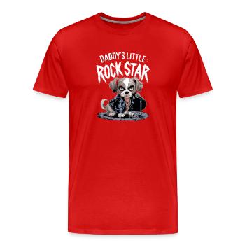 Hündischer mit Lederjacke - Männer Premium Bio T-Shirt - Rot - Vorne - Damien (186cm)