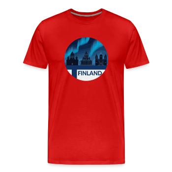 Silhouette d'aurores boréales au-dessus de la Finlande avec - T-shirt bio Premium Homme - rouge - Devant - Damien (186cm)
