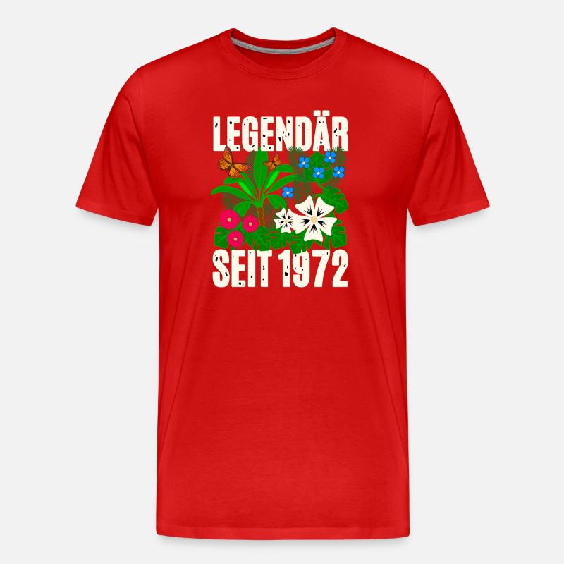 Legendär Seit 1972 Blumen - Männer Premium Bio T-Shirt - Rot