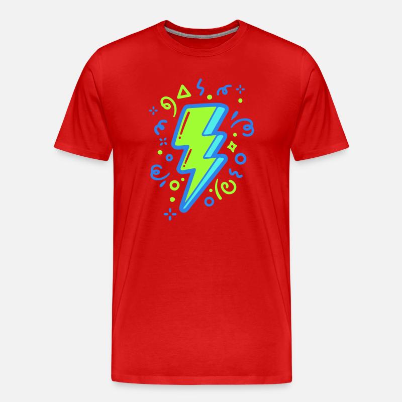 Energiestrahl mit Neonfarben - Männer Premium Bio T-Shirt - Rot