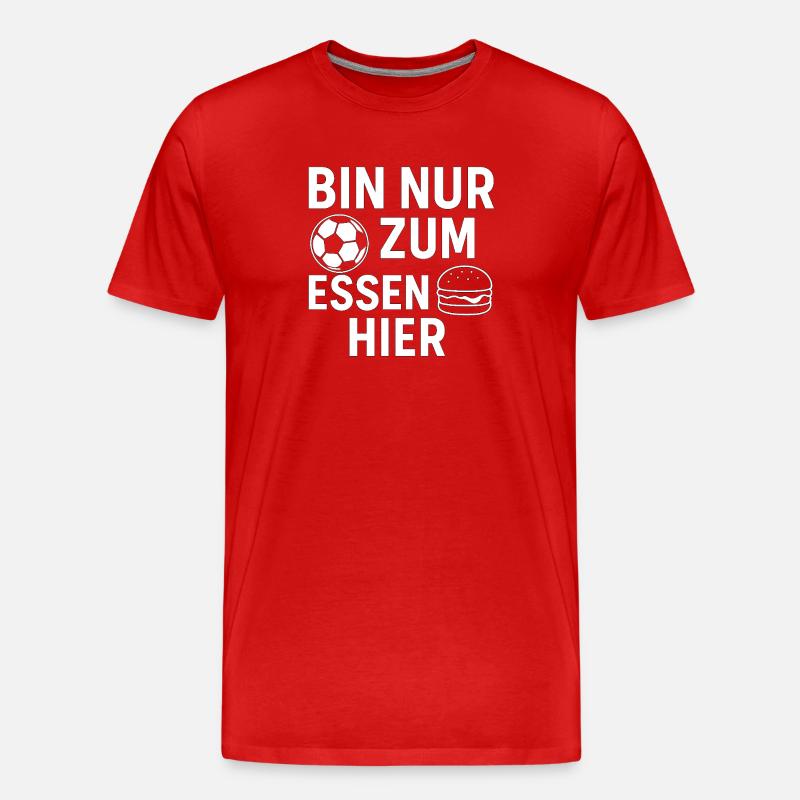 Bin nur zum Essen hier  - Männer Premium Bio T-Shirt - Rot