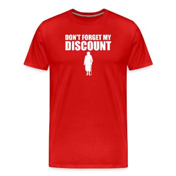 N’oubliez pas ma réduction pour les hommes plus âgés - T-shirt bio Premium Homme - rouge - Devant - Damien (186cm)