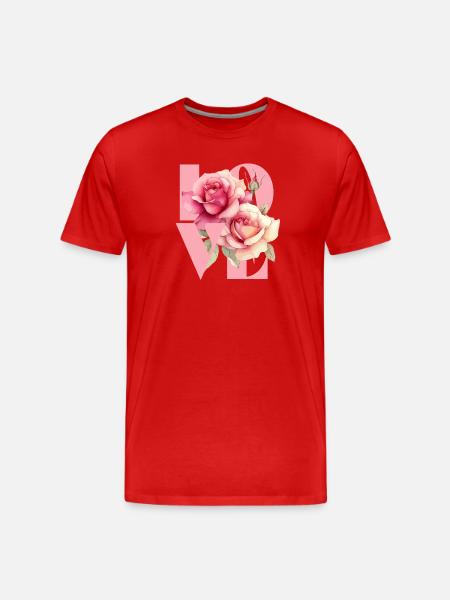Elegant Rose Floral Design - Men's Premium Organic T-Shirt - red