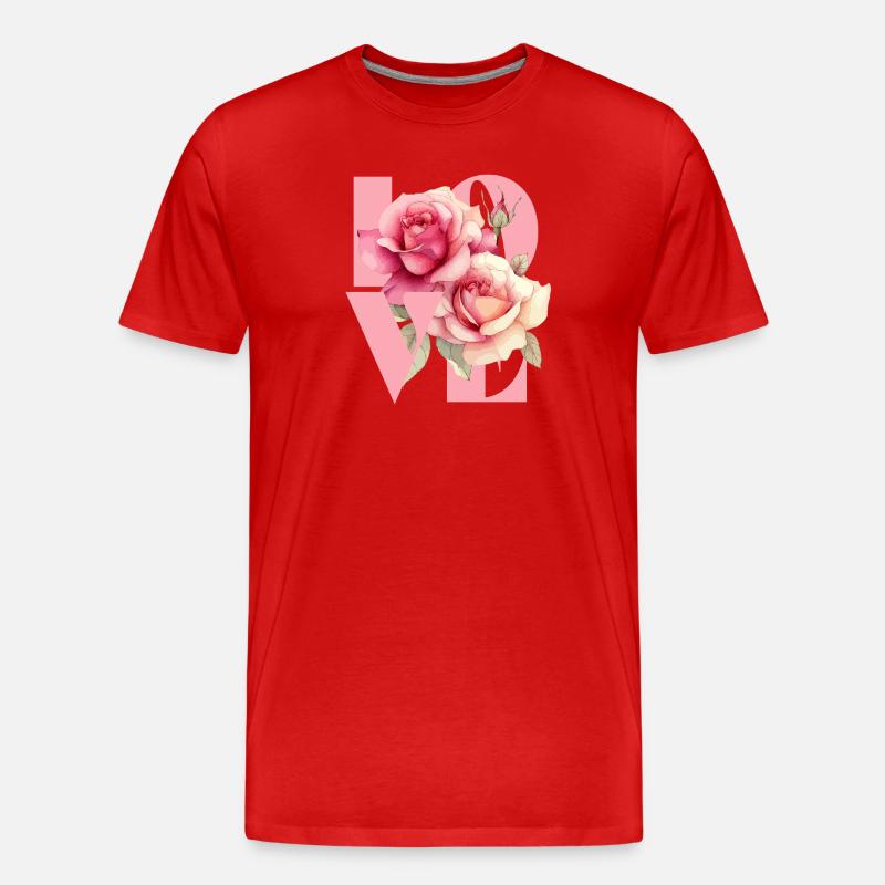 Elegantes rosafarbenes Blumenmuster - Männer Premium Bio T-Shirt - Rot