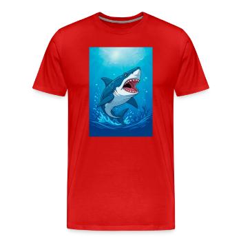 Grand requin blanc – prédateur océanique mortel dans le monde entier - T-shirt bio Premium Homme - rouge - Devant - Damien (186cm)