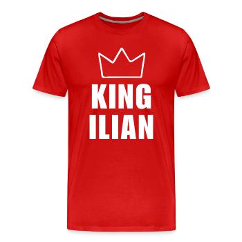 Ilian Name mit Buchstabe I - Königskrone Shirt - Männer Premium Bio T-Shirt - Rot - Vorne - Damien (186cm)