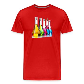 Illustration colorée d’évaluation de laboratoire - T-shirt bio Premium Homme - rouge - Devant - Damien (186cm)