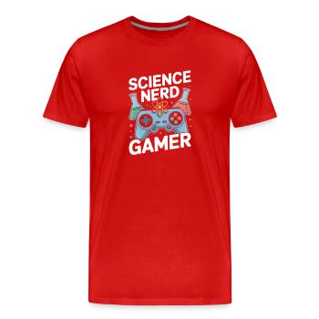 Science Nerd Gamer Contrôleur Laboratoire de chimie - T-shirt bio Premium Homme - rouge - Devant - Damien (186cm)