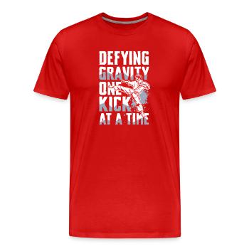 Schwerkraft Entfesseln Mit Jedem Kick - Männer Premium Bio T-Shirt - Rot - Vorne - Damien (186cm)