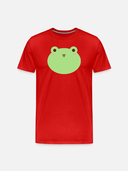 Cute Frog Cartoon Face Design - Men's Premium Organic T-Shirt - red