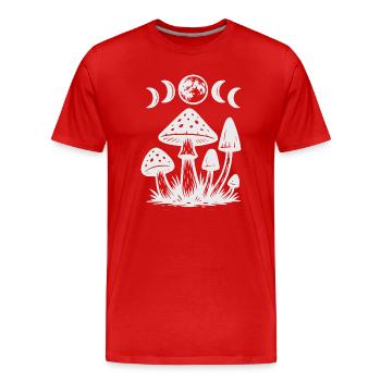 Nuit Champignon Myth Design, Phases de Lune, Gothique - T-shirt bio Premium Homme - rouge - Devant - Damien (186cm)