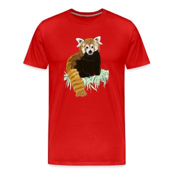 Red panda bear sitting on hay - Men's Premium Organic T-Shirt - red - Front - Damien (186cm)
